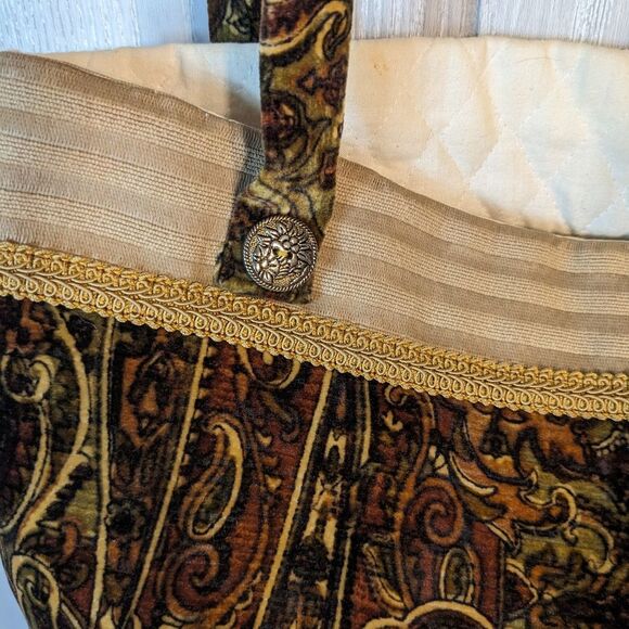 VTG Handmade Velour Should Bag / Tote Paisley EUC - Picture 6 of 10